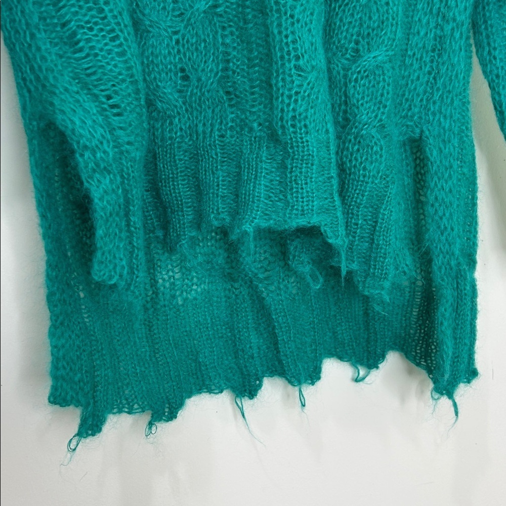 BY ANTHROPOLOGIE Posey Stitched Distressed Wool Blend SweaterGreen Size Small - Picture 9 of 16
